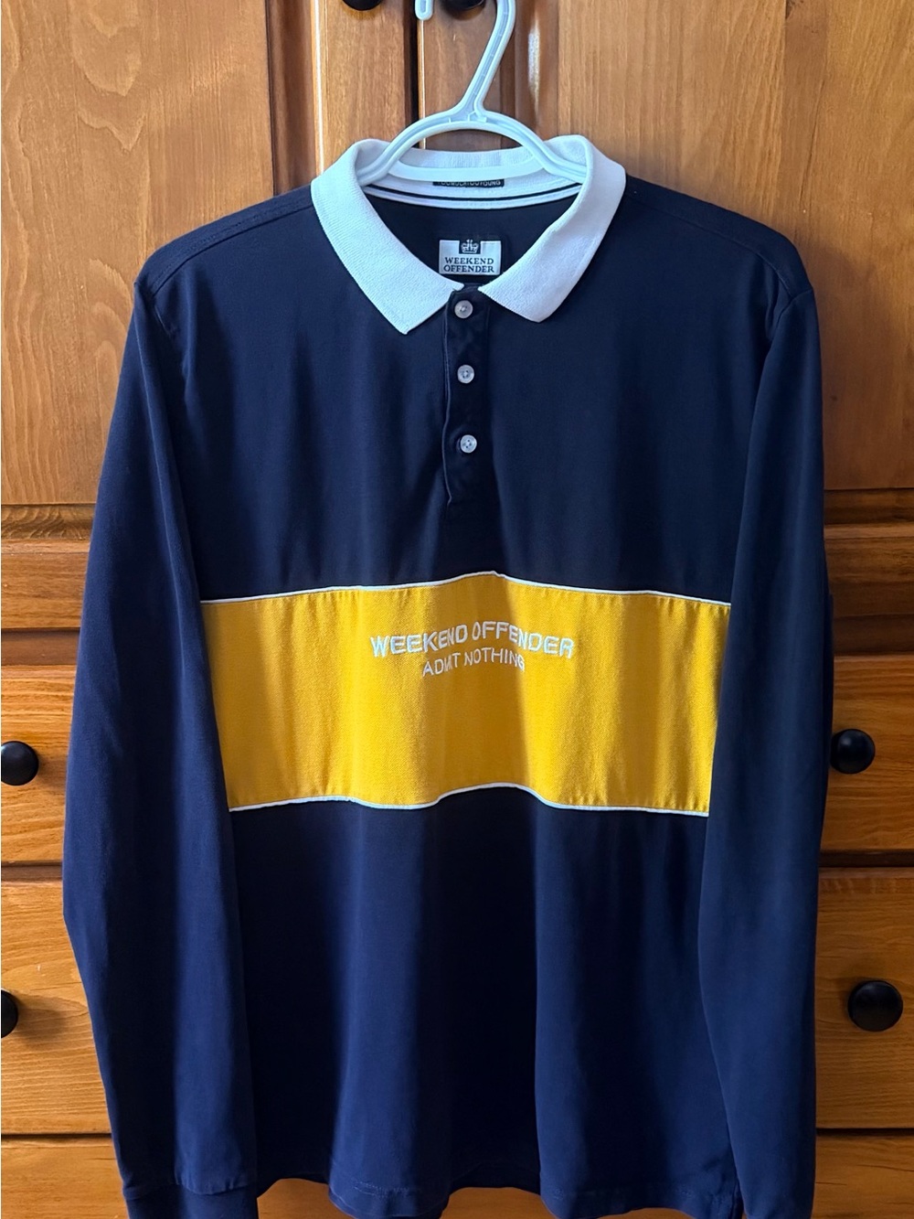 Weekend Offender Men's Navy & Yellow Long-Sleeve Polo Shirt